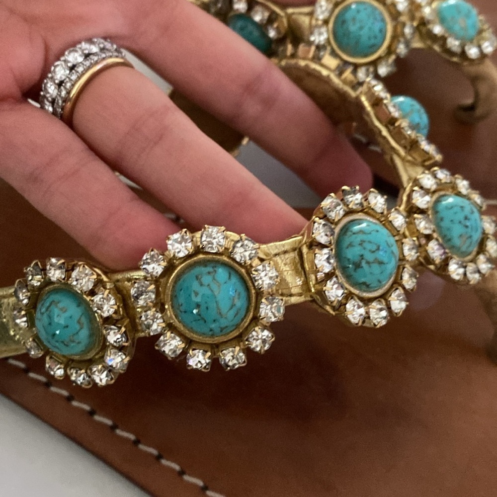 Mystique Boutique Gold and Turquoise Sandals - Picture 7 of 7